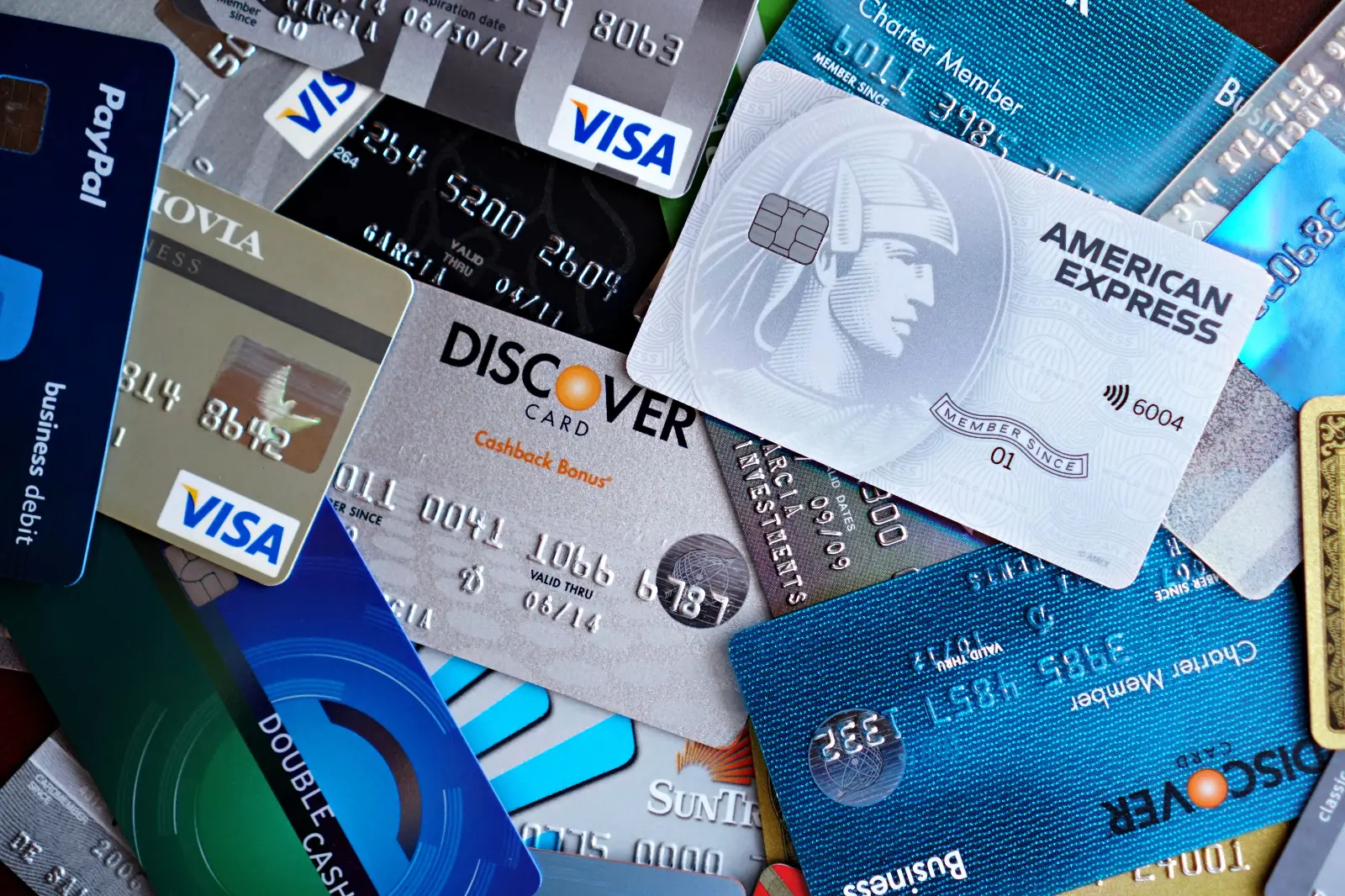 Open wallet with multiple credit cards