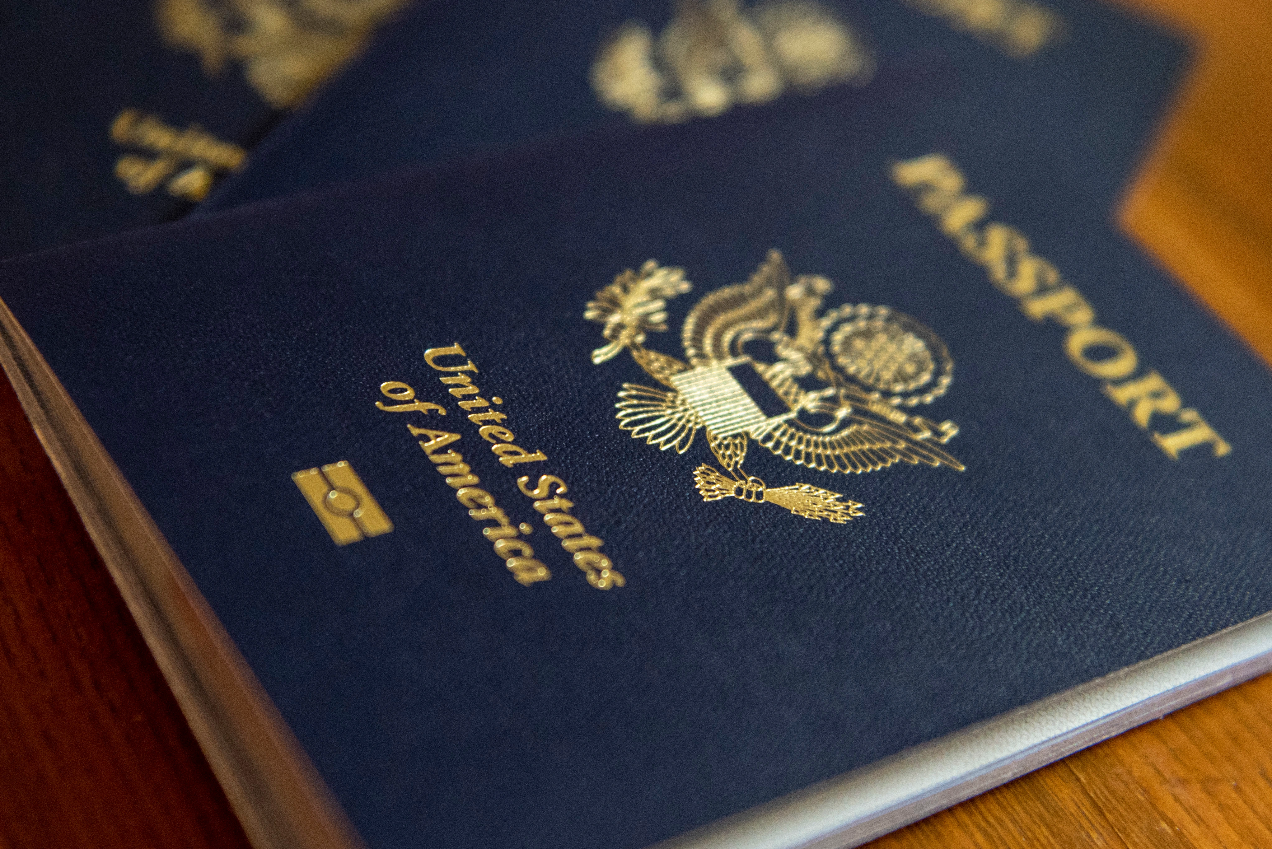 A blue U.S. tourist passport
