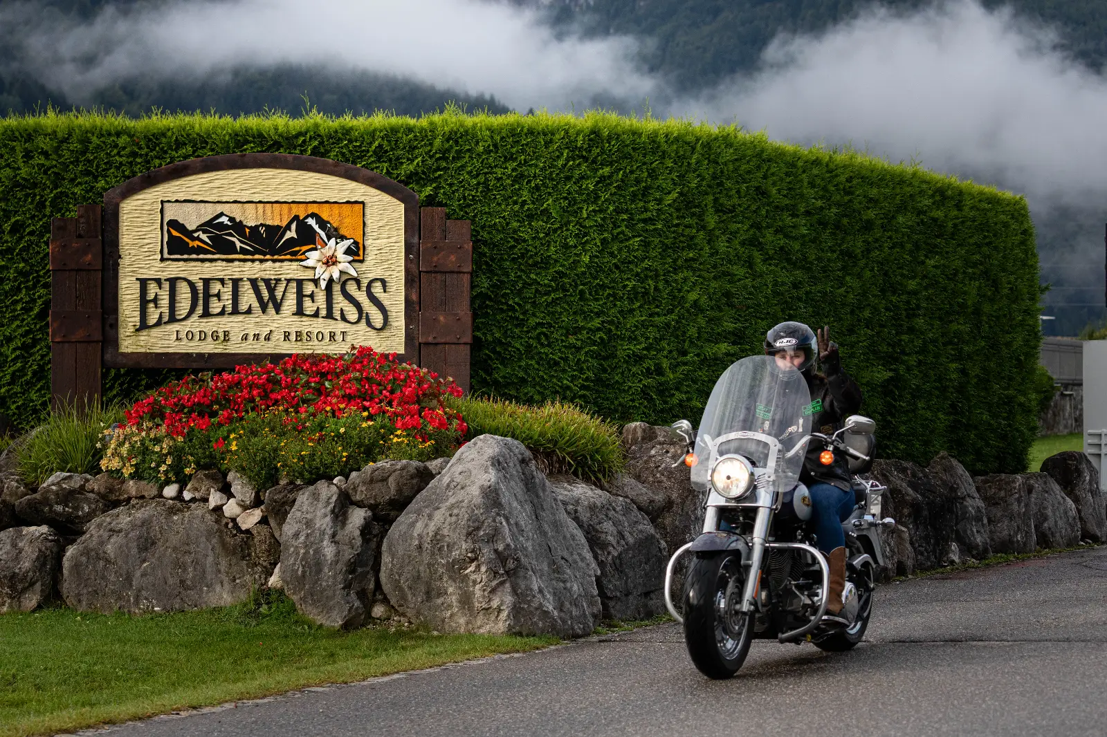 Edelweiss Lodge Garmisch with alpine mountains in background
